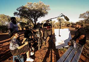 Filming on set